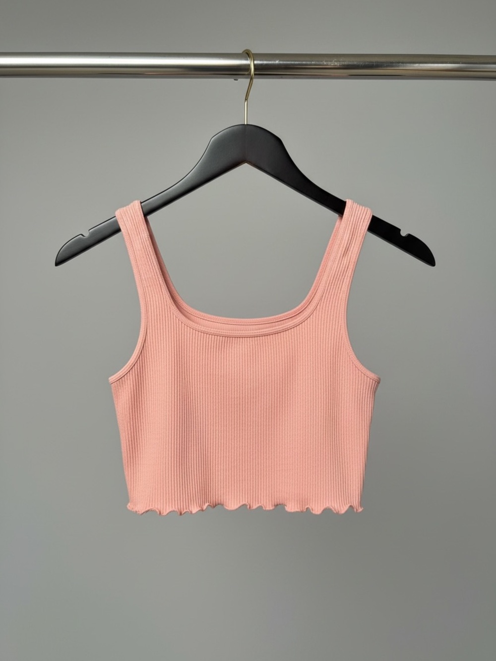 Aeropostale Ribbed Scoop Crop Tank - Coral Pink
